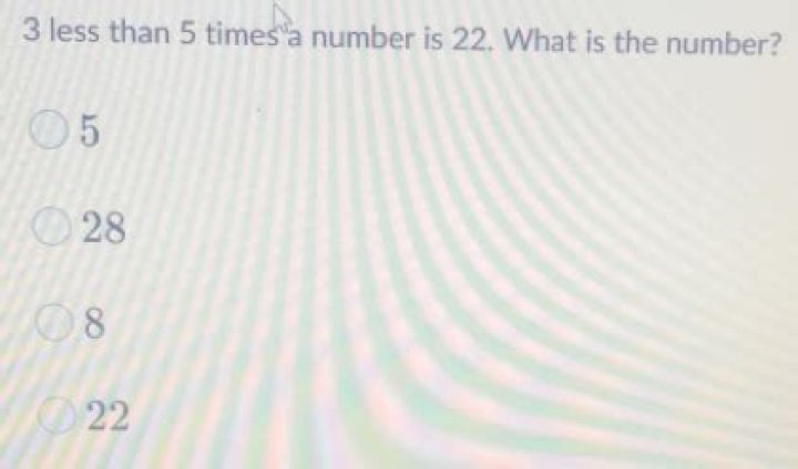 5 times a number less 27